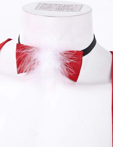 ACSUSS Mens Soft Velvet Christmas Lingerie Racer Back Leotard Wrestling Singlet Bodysuit with Bowtie in Kuwait
