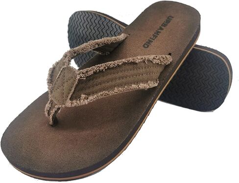 URBANFIND Men's Flip Flops Canvas Thong Sandals Flat Slide On TPR Non Slip Slippers in Saudi Arabia