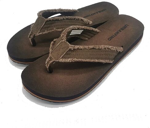 URBANFIND Men's Flip Flops Canvas Thong Sandals Flat Slide On TPR Non Slip Slippers in Saudi Arabia