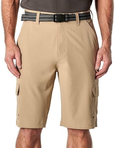 شورت كارجو من الألياف الدقيقة المطاطية بحزام من Iron Clothing (as1، الخصر، Numeric_36، عادي، أسمر ضارب للصفرة، 36، مقاس مريح) in Saudi Arabia