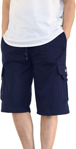 AIRNINE Men's Fleece Cargo Shorts Heavyweight M-5XL [DFP-1] in Kuwait
