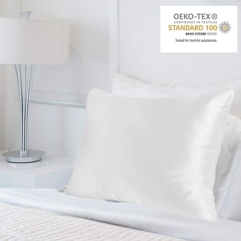MYK Silk 25 Momme Luxury Mulberry Silk Pillowcase, Oeko-TEX Certified, Hypoallegernic, Hair and Skin Care, Curly Friendly Essentials, Standard, White in Saudi Arabia