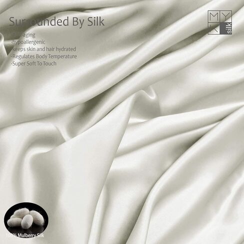 MYK Silk 25 Momme Luxury Mulberry Silk Pillowcase, Oeko-TEX Certified, Hypoallegernic, Hair and Skin Care, Curly Friendly Essentials, Standard, White in Saudi Arabia
