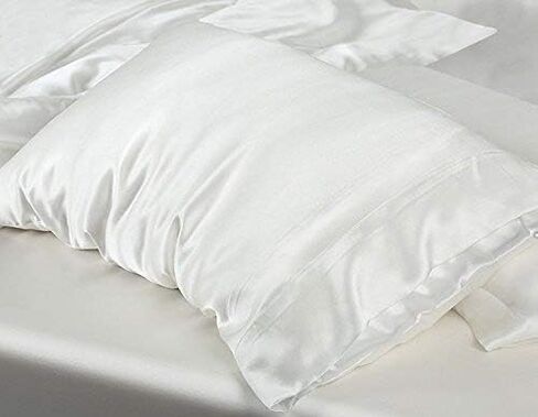 MYK Silk 25 Momme Luxury Mulberry Silk Pillowcase, Oeko-TEX Certified, Hypoallegernic, Hair and Skin Care, Curly Friendly Essentials, Standard, White in Saudi Arabia