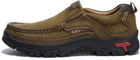 CHICLOVEY Men's Slip-on Hiking Shoes Leather Casual Outdoor Walking Sneaker in Saudi Arabia