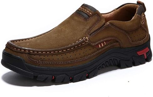 CHICLOVEY Men's Slip-on Hiking Shoes Leather Casual Outdoor Walking Sneaker in Saudi Arabia