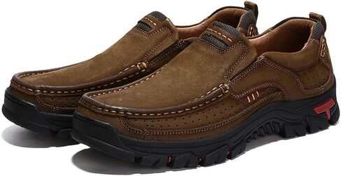 CHICLOVEY Men's Slip-on Hiking Shoes Leather Casual Outdoor Walking Sneaker in Saudi Arabia