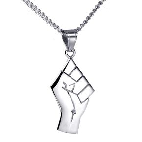 PAURO Stainless Steel Vintage Champion Fist Gold Pendant Titanium Chain Mens Necklace