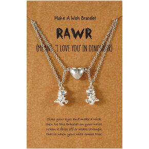 2Pcs Handmade Magnetic Love Heart Dinosaur Couple Matching Pendant Necklace Set for Women Men Boy Girl Teen FriendAdjustable Mutual Attraction Animal Necklace Friendship BFF Jewelry Gift in Saudi Arabia
