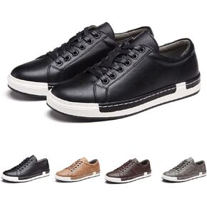 AINIJIA&HOLO Men's Leather Casual Dress Sneakers,Everyday Breathable Low Top Walking Shoes Business Shoes in Kuwait