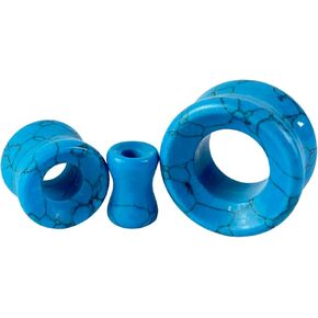 Pair of Blue Synthetic Turquoise Stone Tunnels (STN-739) in Saudi Arabia
