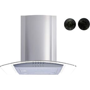 Winflo 30 In. Convertible Stainless Steel/Glass Wall Mount Range Hood with Mesh Filters and Push Button Control in Kuwait
