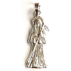LUXURYGOLD888 925 Sterling Silver Grim Reaper Pendant for Good Luck 32X10mm / Dije de Santa Muerte en 925 Plata para Buena Suerte in Saudi Arabia