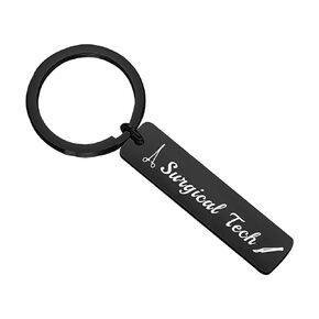 BEKECH Surgical Technologist Gift Surgical Tech Keychain with Caduceus Charm Surgery Tech Jewelry for Surgical Nurse Doctor Medical Student