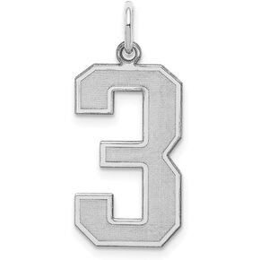 Solid 925 Sterling Silver Large Number 3 Charm Brushed Matte Finish Pendant - 25mm x 11mm in Kuwait