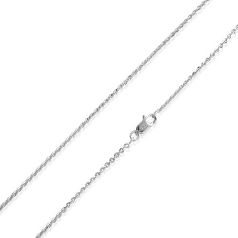 Sea of ​​Ice 2mm Sparkle Paillette سلسلة إيطالية - قلادة سلسلة فضية للنساء والرجال - سلسلة مجوهرات من الفضة الإسترليني 925 - سلسلة فضية متعددة الأحجام للجنسين in Kuwait