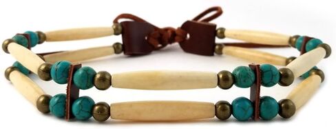 Local Bead Shop Handmade 2 Line Antiqued Buffalo Bone Hairpipe Beads Traditional Tribal Choker Necklace in Kuwait