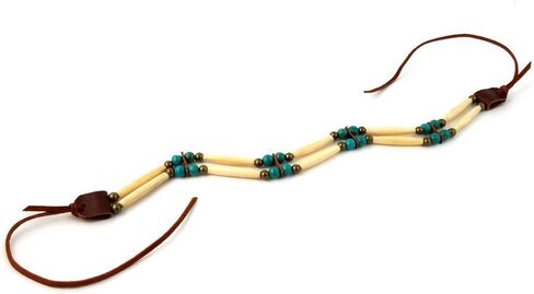 Local Bead Shop Handmade 2 Line Antiqued Buffalo Bone Hairpipe Beads Traditional Tribal Choker Necklace in Kuwait