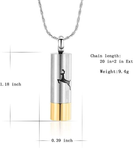 constantlife Cremation Jewelry for Ashes Engraved Deer Pattern Memorial Urn Necklace Stainless Steel Pendant Souvenir in Kuwait