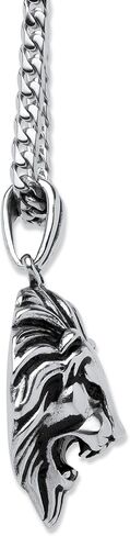 Palm Beach Jewelry Men's Stainless Steel Lion Head Pendant (27mm) with 24 inch Chain in Saudi Arabia