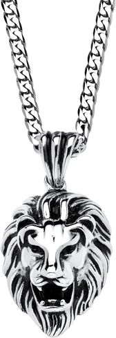 Palm Beach Jewelry Men's Stainless Steel Lion Head Pendant (27mm) with 24 inch Chain in Saudi Arabia