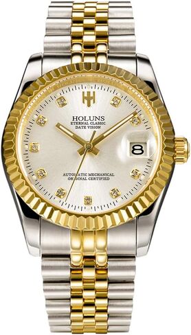 Mens Full Gold Watch Automatic Mechanical Gilded Steel Self-Wind Sapphire Glass Dress Waterproof Watch in Saudi Arabia
