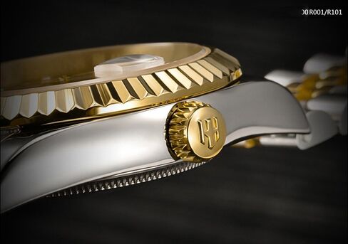 Mens Full Gold Watch Automatic Mechanical Gilded Steel Self-Wind Sapphire Glass Dress Waterproof Watch in Saudi Arabia