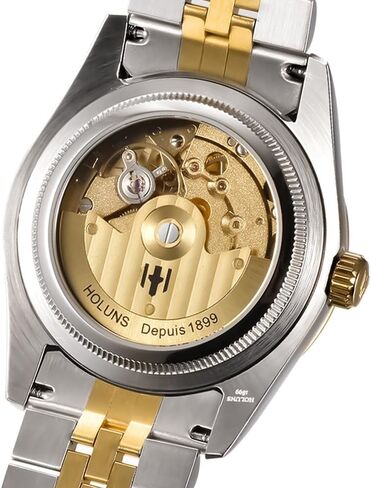 Mens Full Gold Watch Automatic Mechanical Gilded Steel Self-Wind Sapphire Glass Dress Waterproof Watch in Saudi Arabia