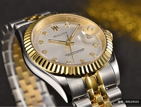 Mens Full Gold Watch Automatic Mechanical Gilded Steel Self-Wind Sapphire Glass Dress Waterproof Watch in Saudi Arabia