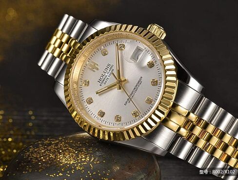 Mens Full Gold Watch Automatic Mechanical Gilded Steel Self-Wind Sapphire Glass Dress Waterproof Watch in Saudi Arabia