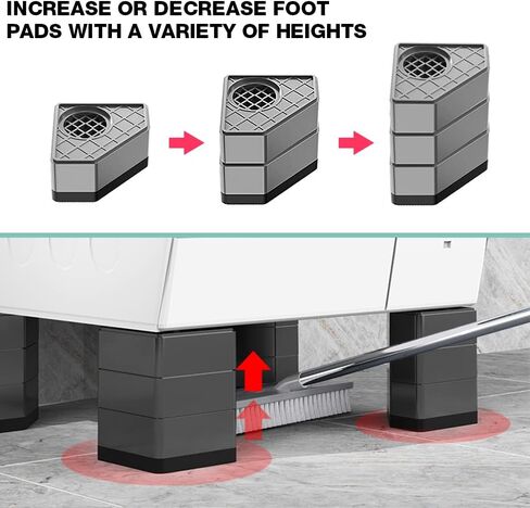 Anti Vibration Pads for Washing Machine, Shock and Noise Cancelling Rubber Mat for Washer and Dryer Isolation Dampeners Anti Slip Washing Machine Feet Pads Anti-Walk Washing Machine Stabilizer in Saudi Arabia