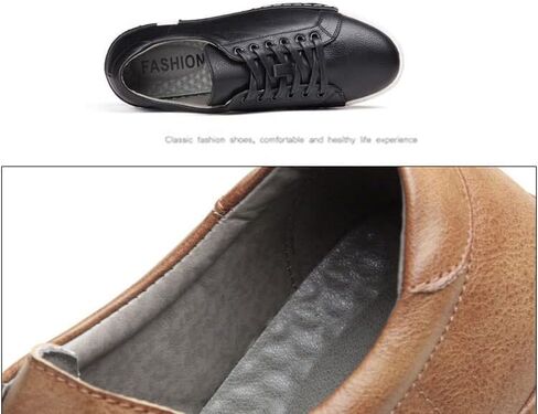 AINIJIA&HOLO Men's Leather Casual Dress Sneakers,Everyday Breathable Low Top Walking Shoes Business Shoes in Kuwait