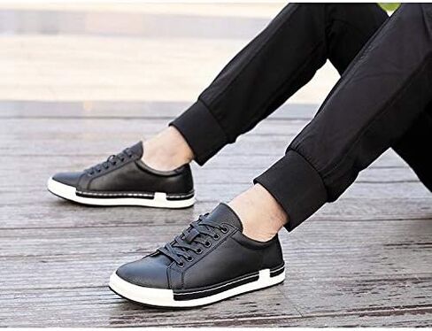 AINIJIA&HOLO Men's Leather Casual Dress Sneakers,Everyday Breathable Low Top Walking Shoes Business Shoes in Kuwait