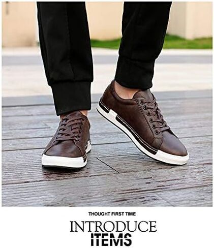 AINIJIA&HOLO Men's Leather Casual Dress Sneakers,Everyday Breathable Low Top Walking Shoes Business Shoes in Kuwait