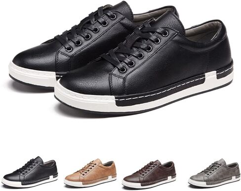 AINIJIA&HOLO Men's Leather Casual Dress Sneakers,Everyday Breathable Low Top Walking Shoes Business Shoes in Kuwait