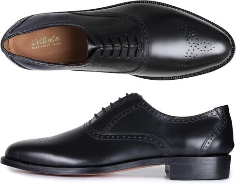 Lethato Handmade Brogue Oxford Goodyear Welted Genuine Leather Lace up Dress Shoes in Saudi Arabia