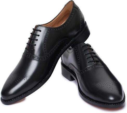 Lethato Handmade Brogue Oxford Goodyear Welted Genuine Leather Lace up Dress Shoes in Saudi Arabia
