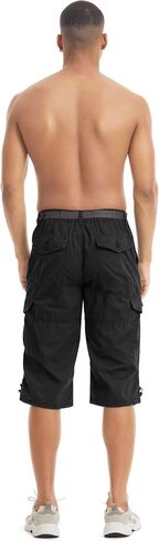 Boladeci Men's Cargo Shorts 100 Percent Cotton Premium Elastic Waist 7 Pockets 15" 3/4 Long Below Knee Work Hiking Shorts in Saudi Arabia
