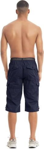 Boladeci Men's Cargo Shorts 100 Percent Cotton Premium Elastic Waist 7 Pockets 15" 3/4 Long Below Knee Work Hiking Shorts in Saudi Arabia