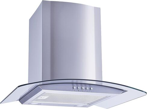 Winflo 30 In. Convertible Stainless Steel/Glass Wall Mount Range Hood with Mesh Filters and Push Button Control in Kuwait