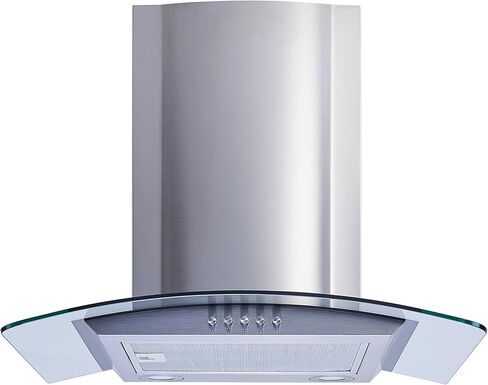 Winflo 30 In. Convertible Stainless Steel/Glass Wall Mount Range Hood with Mesh Filters and Push Button Control in Kuwait