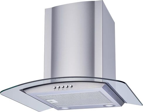 Winflo 30 In. Convertible Stainless Steel/Glass Wall Mount Range Hood with Mesh Filters and Push Button Control in Kuwait