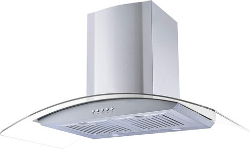 Winflo 30 In. Convertible Stainless Steel/Glass Wall Mount Range Hood with Mesh Filters and Push Button Control in Kuwait