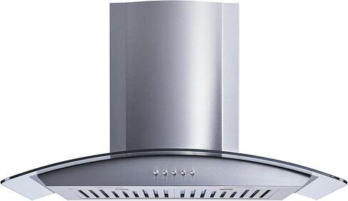 Winflo 30 In. Convertible Stainless Steel/Glass Wall Mount Range Hood with Mesh Filters and Push Button Control in Kuwait