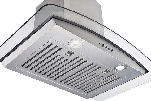 Winflo 30 In. Convertible Stainless Steel/Glass Wall Mount Range Hood with Mesh Filters and Push Button Control in Kuwait