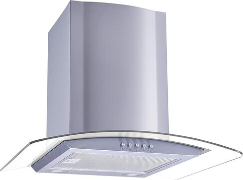 Winflo 30 In. Convertible Stainless Steel/Glass Wall Mount Range Hood with Mesh Filters and Push Button Control in Saudi Arabia