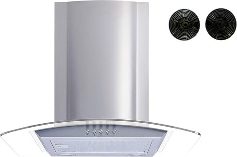 Winflo 30 In. Convertible Stainless Steel/Glass Wall Mount Range Hood with Mesh Filters and Push Button Control in Saudi Arabia