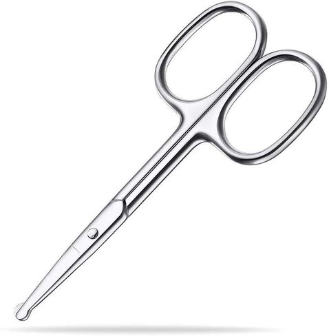 Mabox Nose and Eyebrow Hair Scissors - Facial Hair Beard Eyelashes Ear Hairs and Mustache Scissors Trimmer - Professional Stainless Steel (2 PCS，Silver) in Saudi Arabia