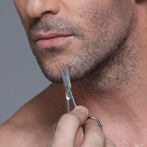 Mabox Nose and Eyebrow Hair Scissors - Facial Hair Beard Eyelashes Ear Hairs and Mustache Scissors Trimmer - Professional Stainless Steel (2 PCS，Silver) in Saudi Arabia