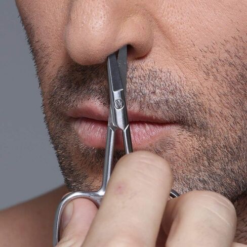 Mabox Nose and Eyebrow Hair Scissors - Facial Hair Beard Eyelashes Ear Hairs and Mustache Scissors Trimmer - Professional Stainless Steel (2 PCS，Silver) in Saudi Arabia